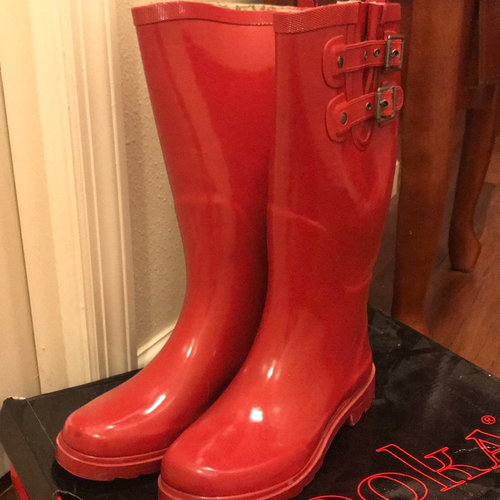 Cute red rain boots